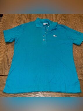 Vintage Lacoste Women’s Polo Shirt Turquoise Blue Sz 38 Crocodile Logo